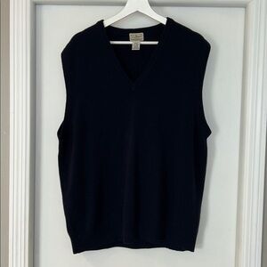 Vintage L.L. Bean 100% Lambswool Navy Sweater Vest Men’s Size XL